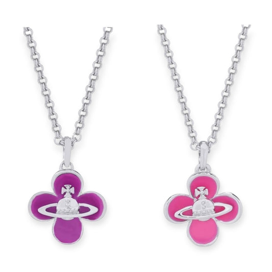 Clover Flower Staple Orb Pendant Pink & Purple (2 colors)