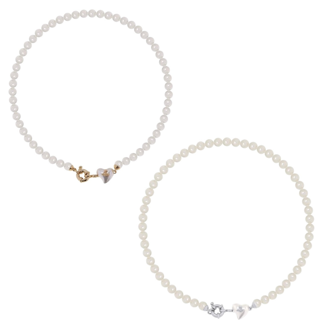 Pearl Heart Design Pendant Choker Necklace Gold & Silver (2 Colors)