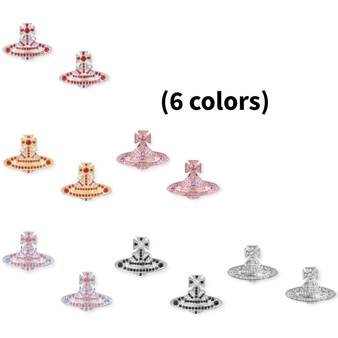 Gem Studded Union Jack Orb Pendant Earrings (6 Colors)