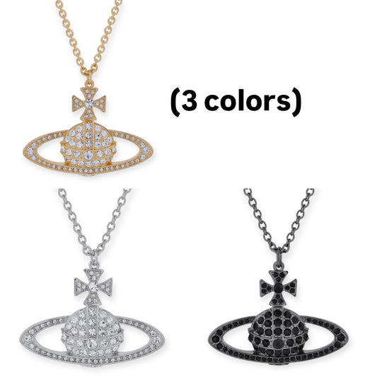 Large Gem Studded Encrusted Orb Pendant Necklace (3 colors)