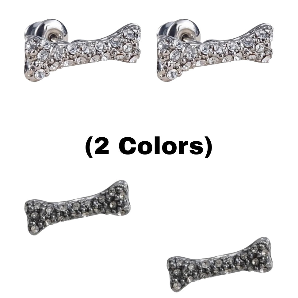Silver Bones Gem Studded Earrings (2 Colors)