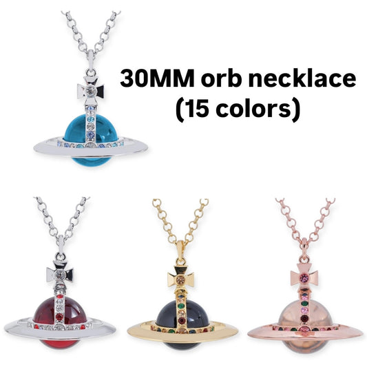 30MM Large Saturn Orb Pendant Necklace (15 Colors)