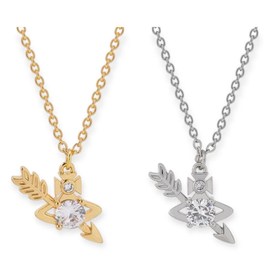 Orb Arrow Gem Pendant Necklace Gold & Silver (2 Colors)