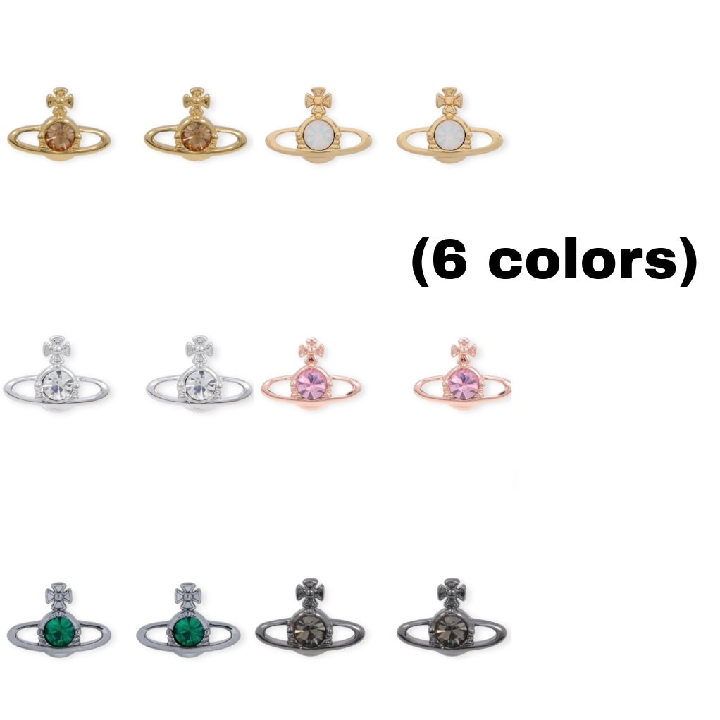 Mini Gem Stud Orb Pendant Earrings (6 Colors)