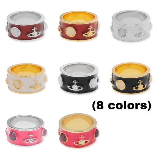 Abstract Gemstone Lacquer Orb Stud Ring (8 Colors)