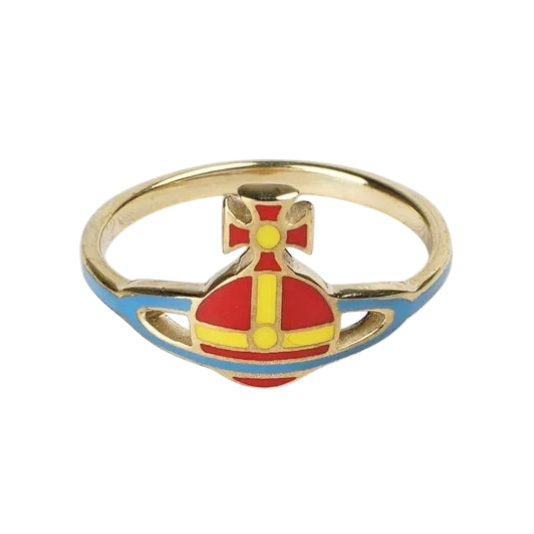 Multicolor Colorful Abstract Orb Design Gold Ring (3 colors)