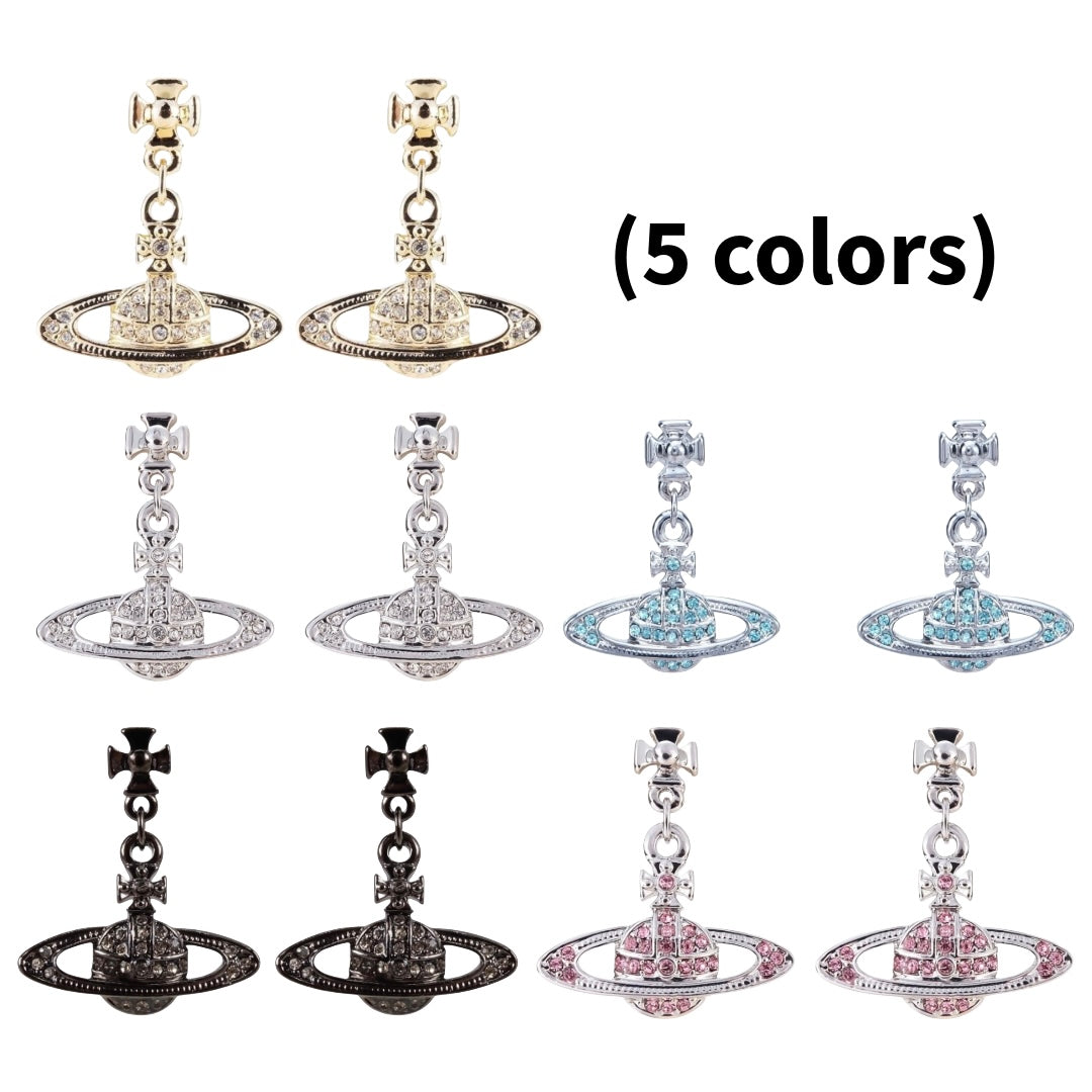 Mini Hanging Gem Studded Orb Pendant Earrings (5 Colors)