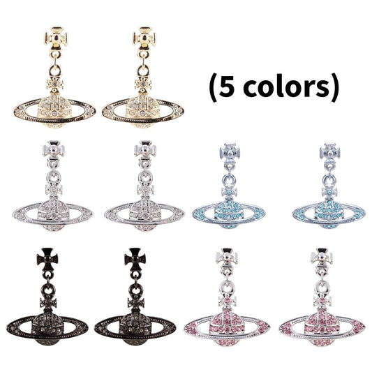Mini Hanging Gem Studded Orb Pendant Earrings (5 Colors)