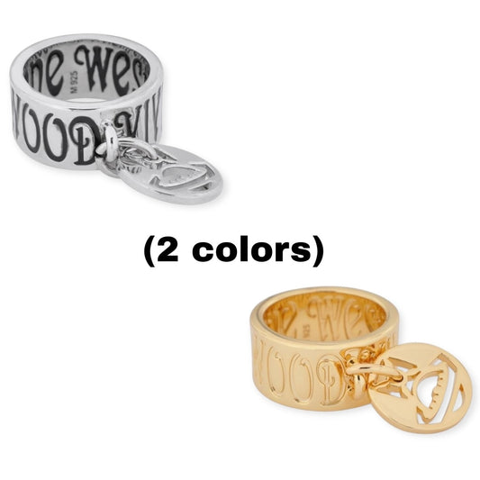 Spellout Text Hanging Cutout Orb Design Gold & Silver Ring (2 Colors)
