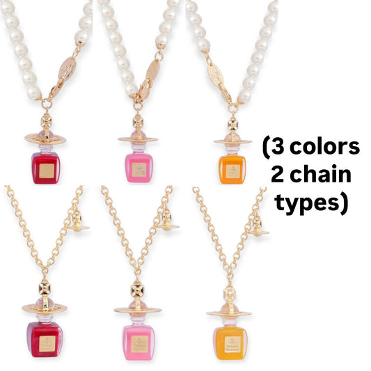 Perfume Design Orb Pendant Necklace (3 Colors & 2 Chain Types)