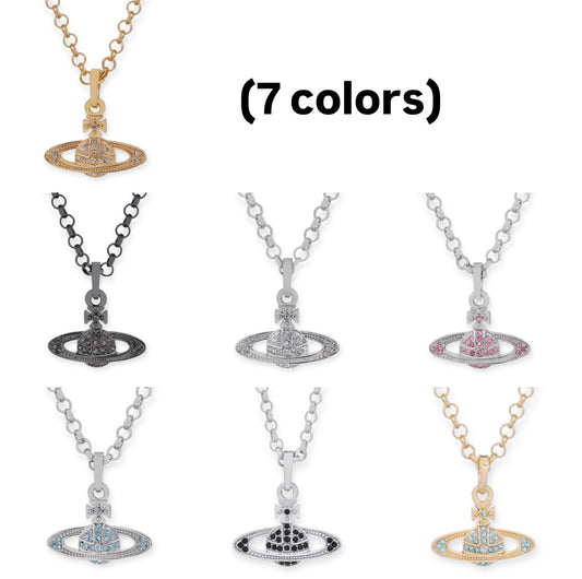 Mini Gem Studded 10MM Orb Pendant Necklace (7 Colors)