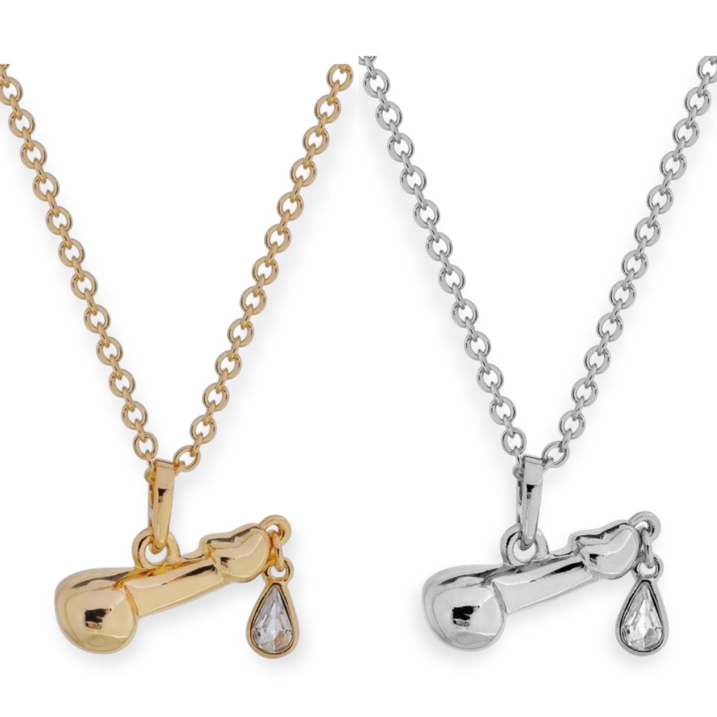 Dripping Diamond Penis Dick Dih Pendant Gold & Silver (2 colors)