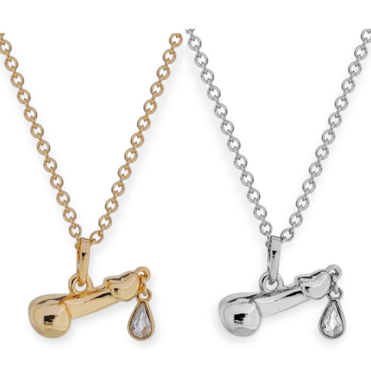 Dripping Diamond Penis Dick Dih Pendant Gold & Silver (2 colors)