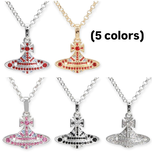Gem Studded Union Jack Orb Pendant Necklace (5 Colors)