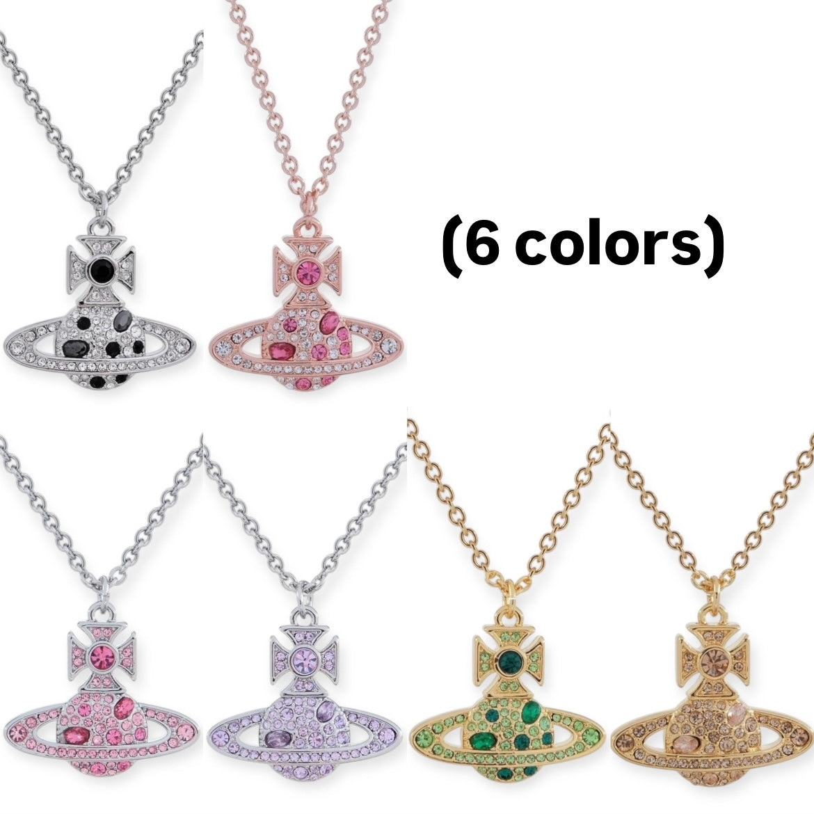 Colored Multi Gemstone Orb Pendant Necklace (6 Colors)