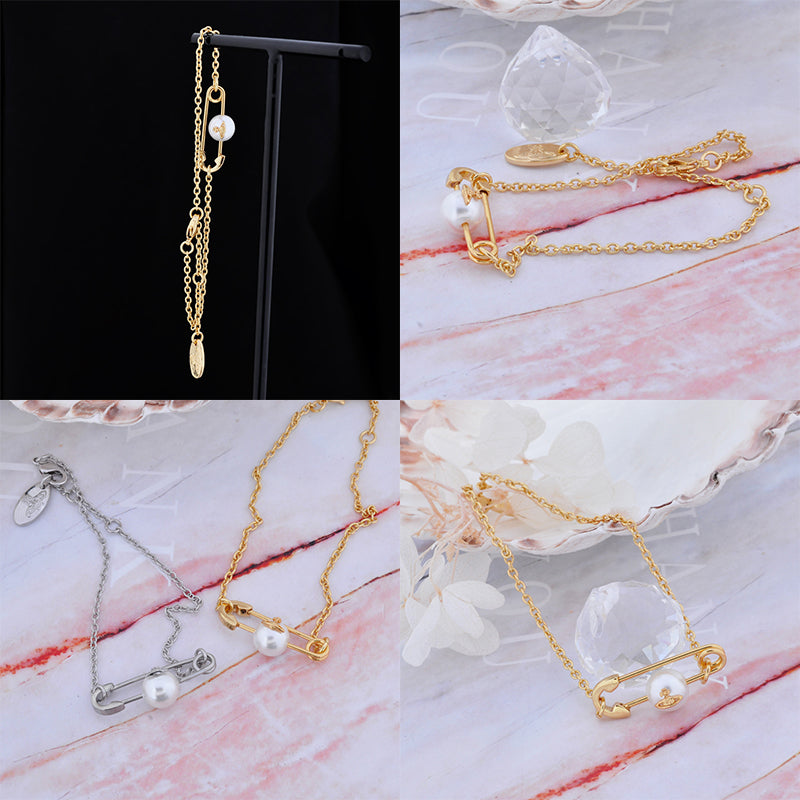 Safety Pin Pearl Design Gold & Silver Bracelet (2 Colors)