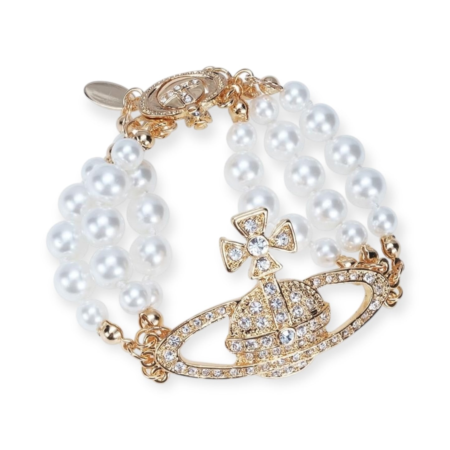 Triple Layer Beaded Orb Pendant Gold & Silver Bracelet (2 Colors)