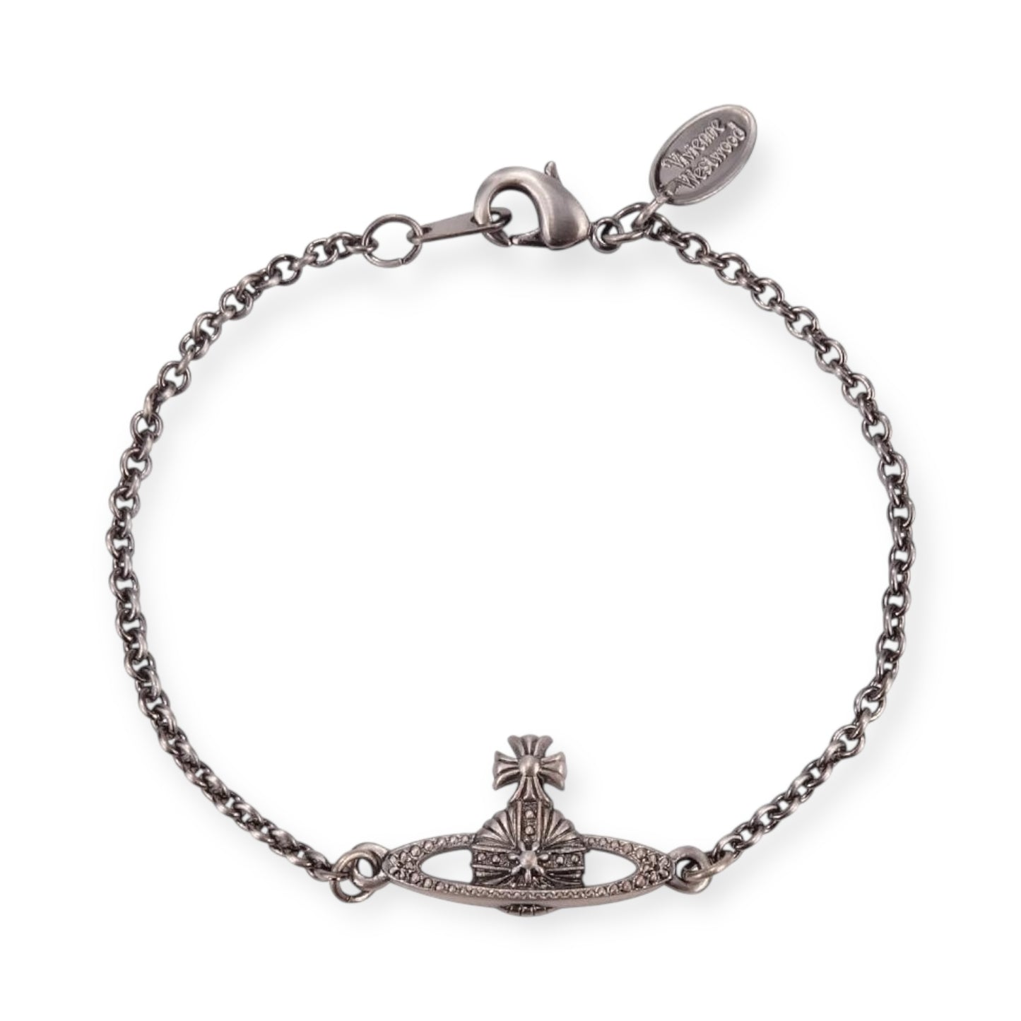 Dark Silver Flower Pattern Pendant Orb Bracelet