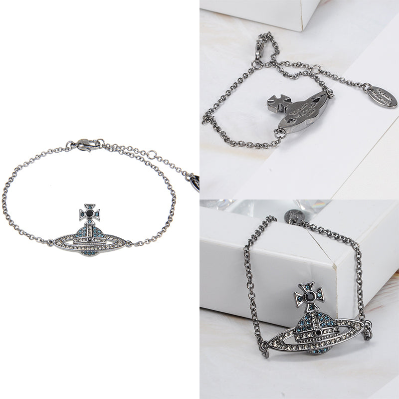 Gem Studded 2D Orb Pendant Bracelet (5 Colors)