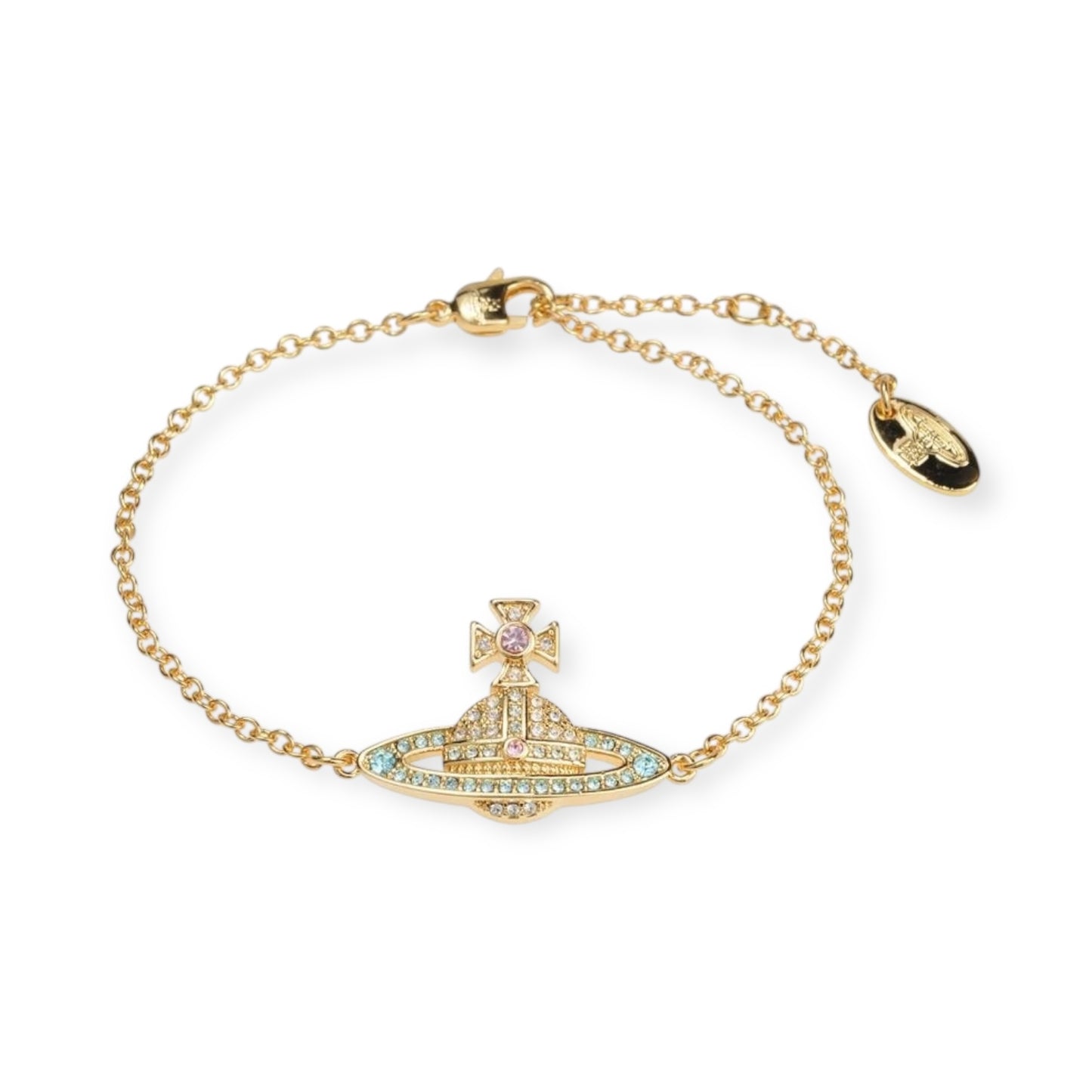 Gem Studded 2D Orb Pendant Bracelet (5 Colors)