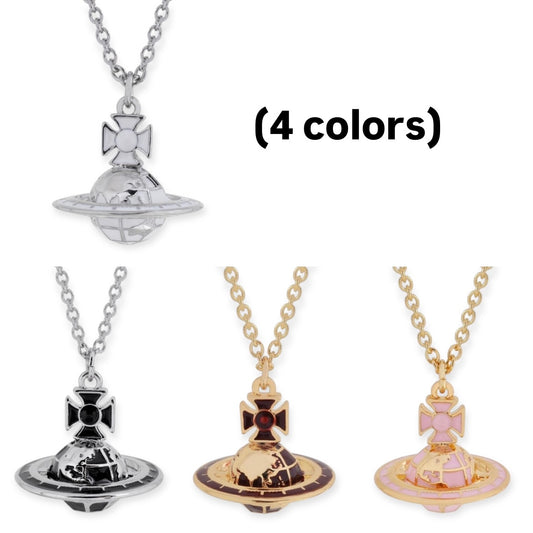 Earth Globe Abstract Design Orb Pendant Necklace (4 Colors)