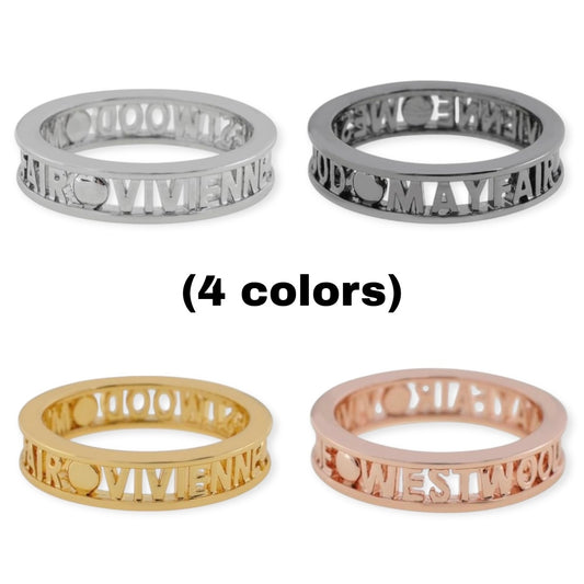 Double Rim Spellout Statement Dot Ring (4 colors)