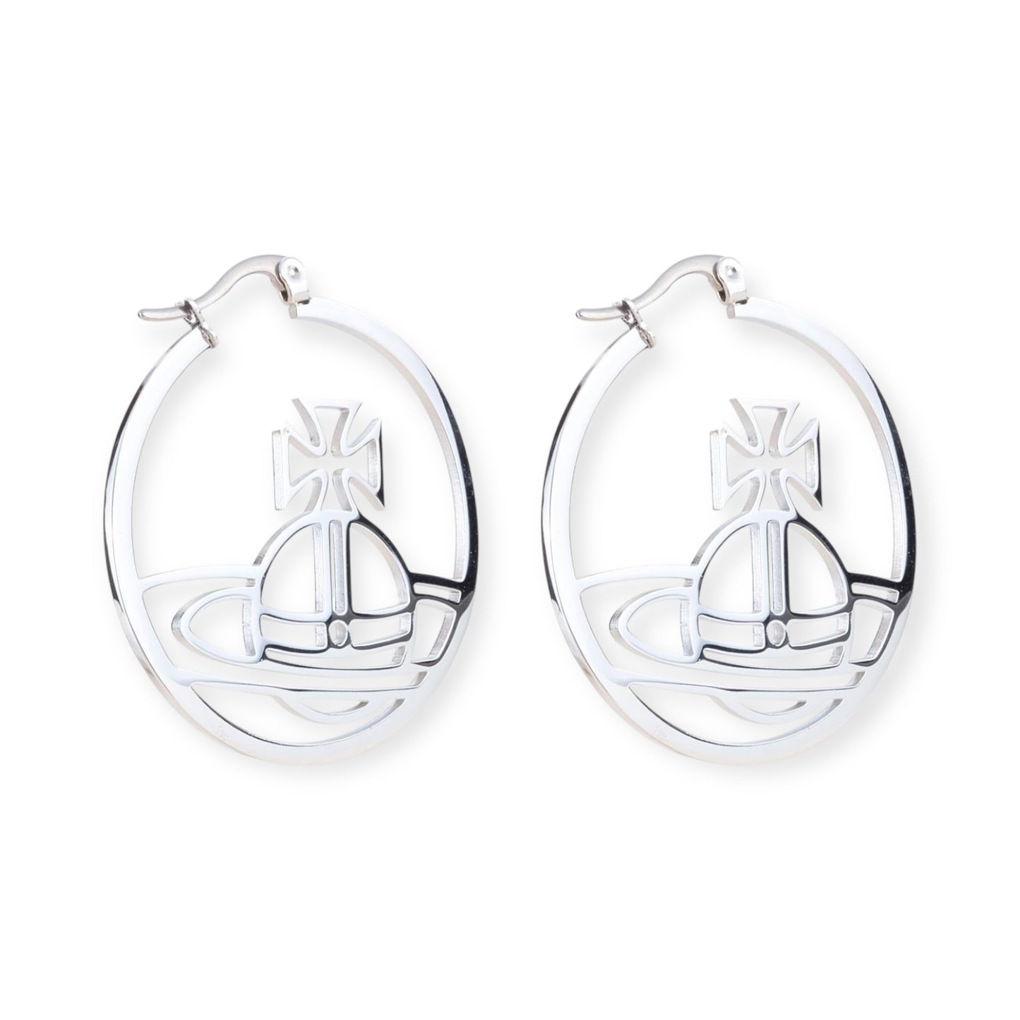 Outline Orb Design Hoop Earrings (2 Colors)