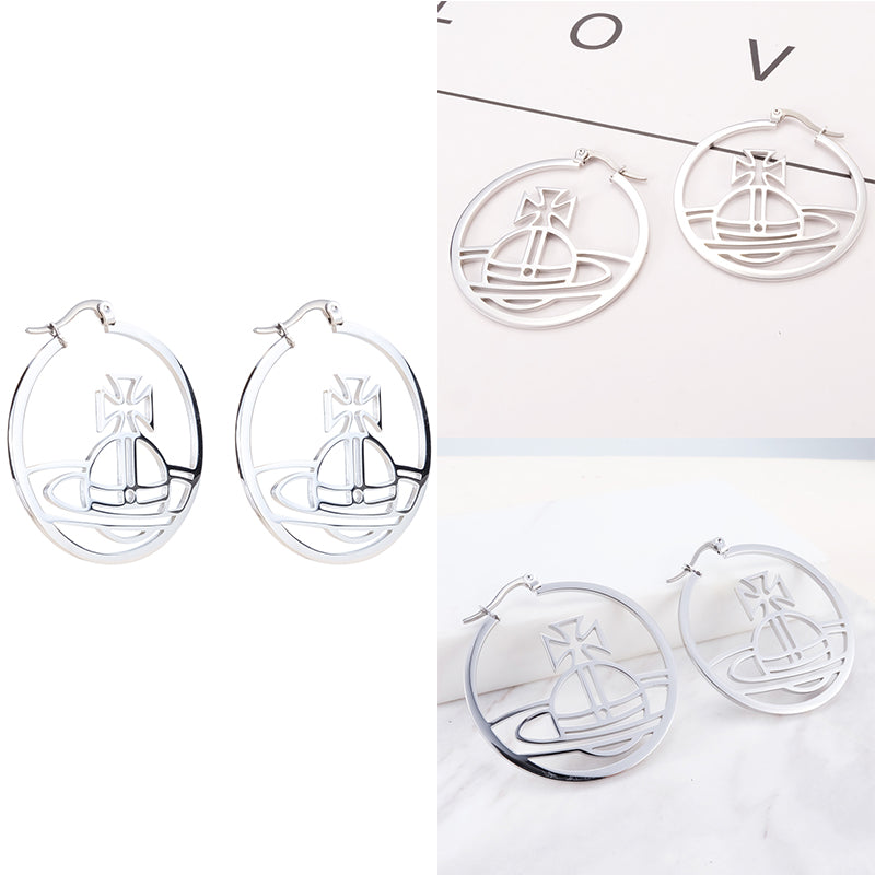 Outline Orb Design Hoop Earrings (2 Colors)