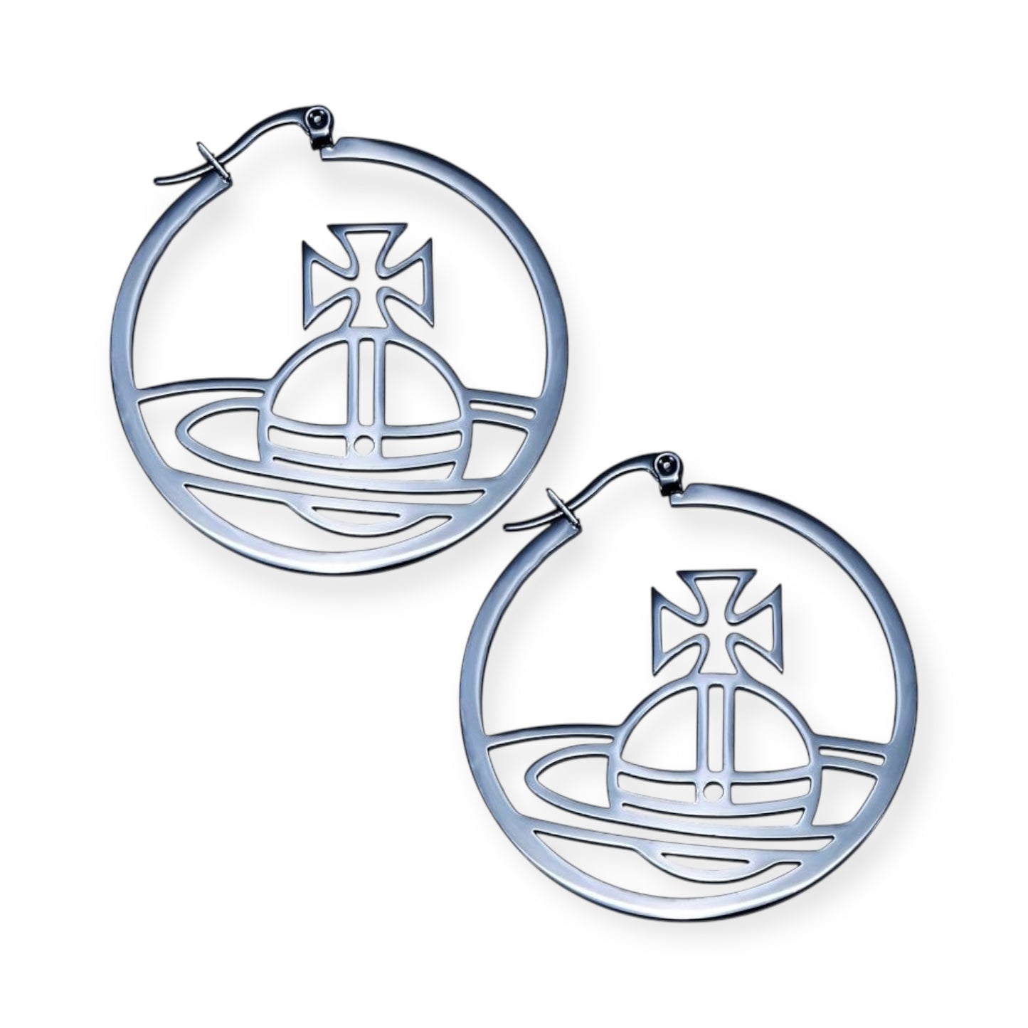 Outline Orb Design Hoop Earrings (2 Colors)