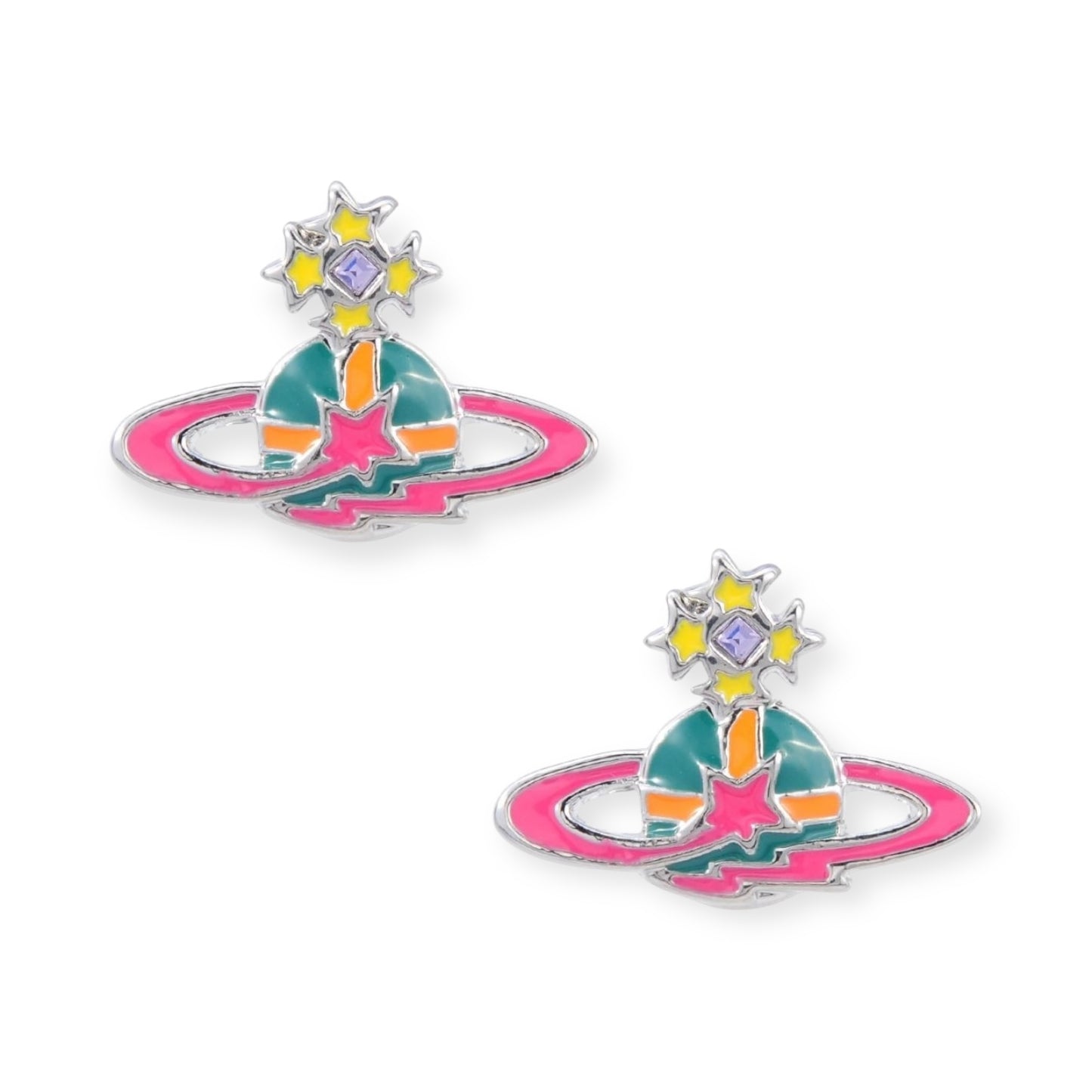 Multicolor Mini Orb Shooting Star Saturn Earrings (3 Colors)