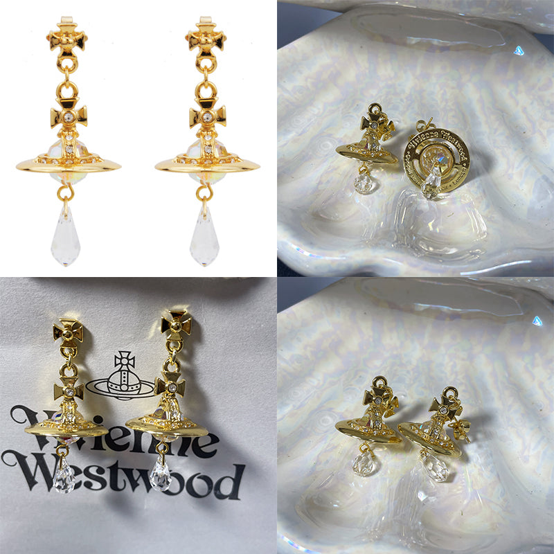 Crystal Orb Water Drop Pendant Earrings (4 Colors)