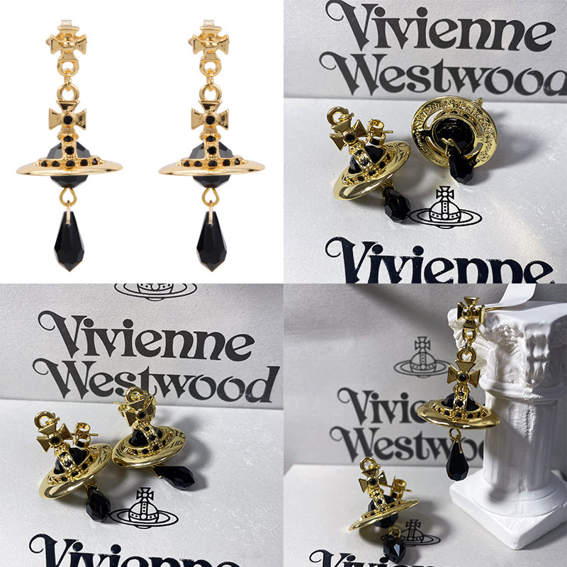 Crystal Orb Water Drop Pendant Earrings (4 Colors)