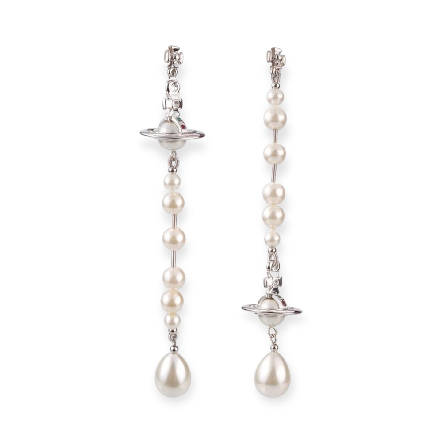 Multi Link Broken Pearl Water Drop Earrings Gold & Silver (2 Colors)