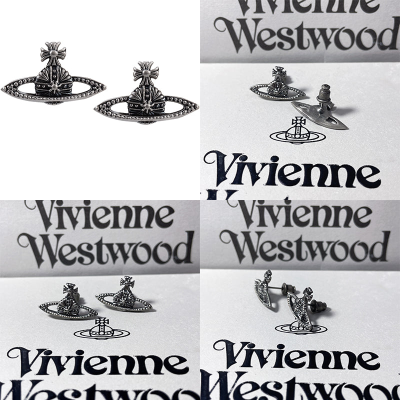 Dark Silver Flower Pattern Pendant Orb Silver Earrings