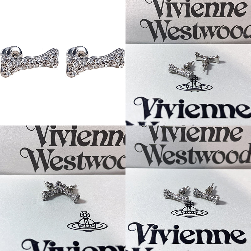 Silver Bones Gem Studded Earrings (2 Colors)