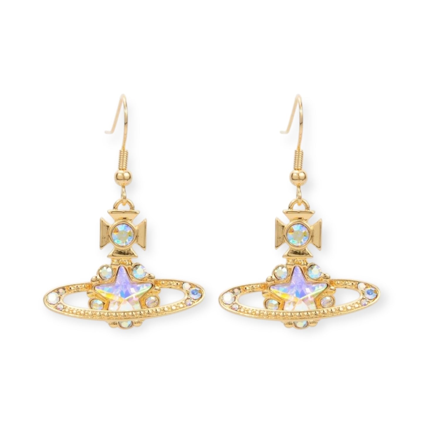 Star Pendant Orb Earrings Gold & Silver (2 Colors)