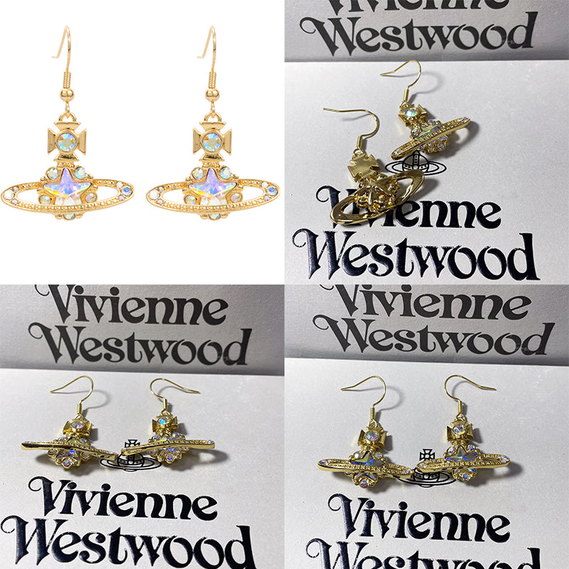 Star Pendant Orb Earrings Gold & Silver (2 Colors)