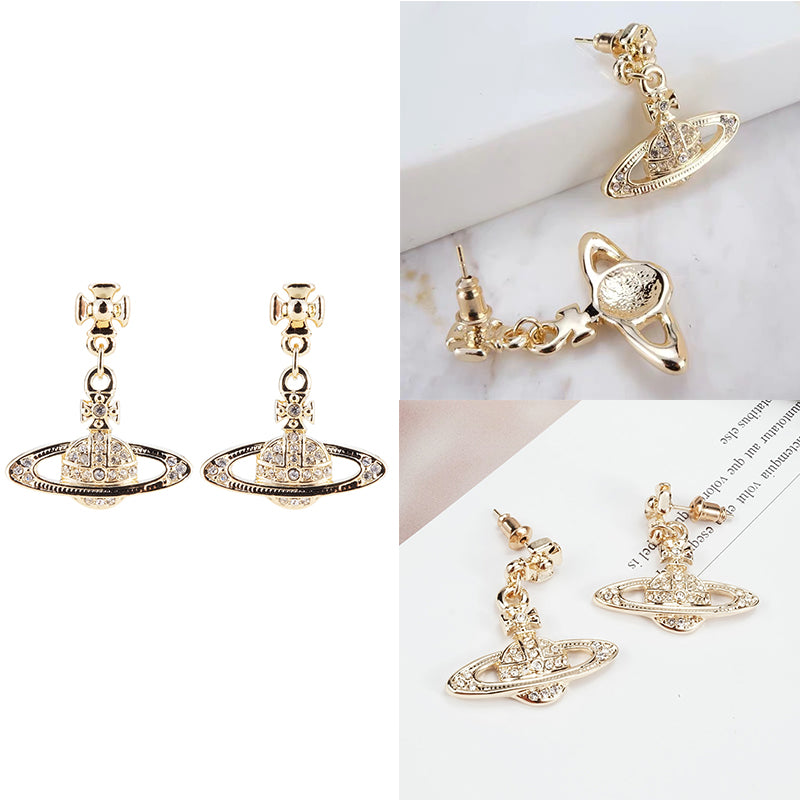 Mini Hanging Gem Studded Orb Pendant Earrings (5 Colors)