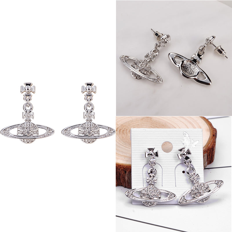 Mini Hanging Gem Studded Orb Pendant Earrings (5 Colors)