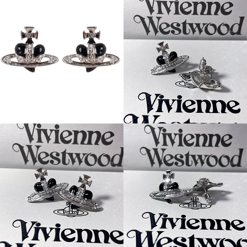 Mini Heart Orb Design Silver Earrings (5 Colors)