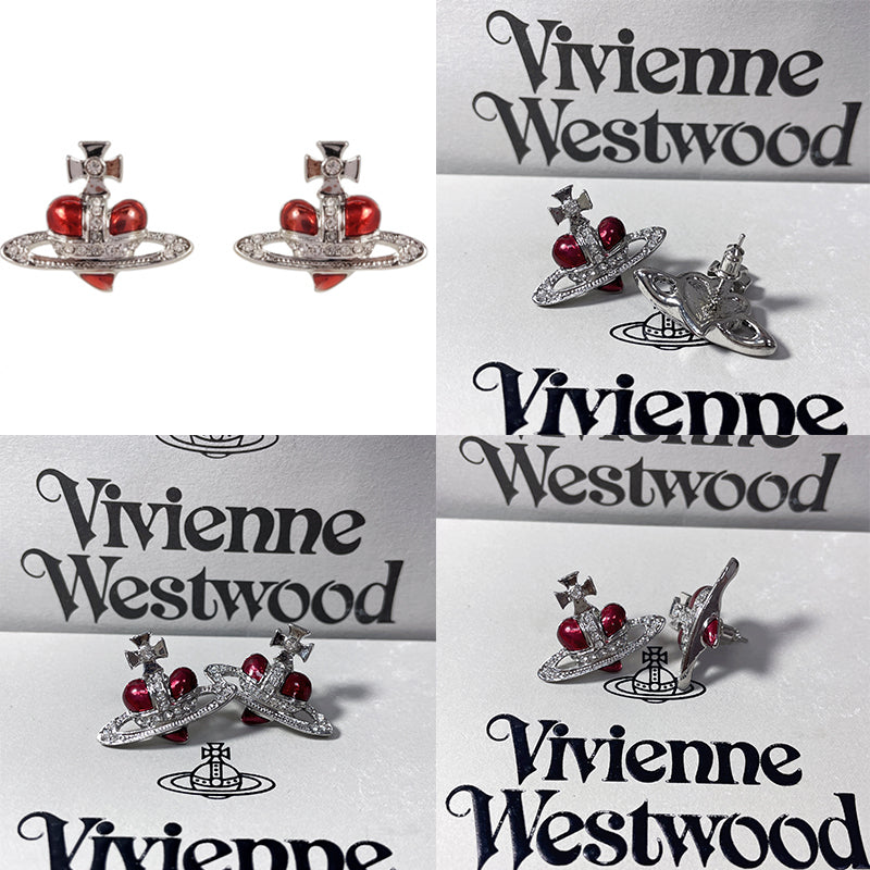 Mini Heart Orb Design Silver Earrings (5 Colors)