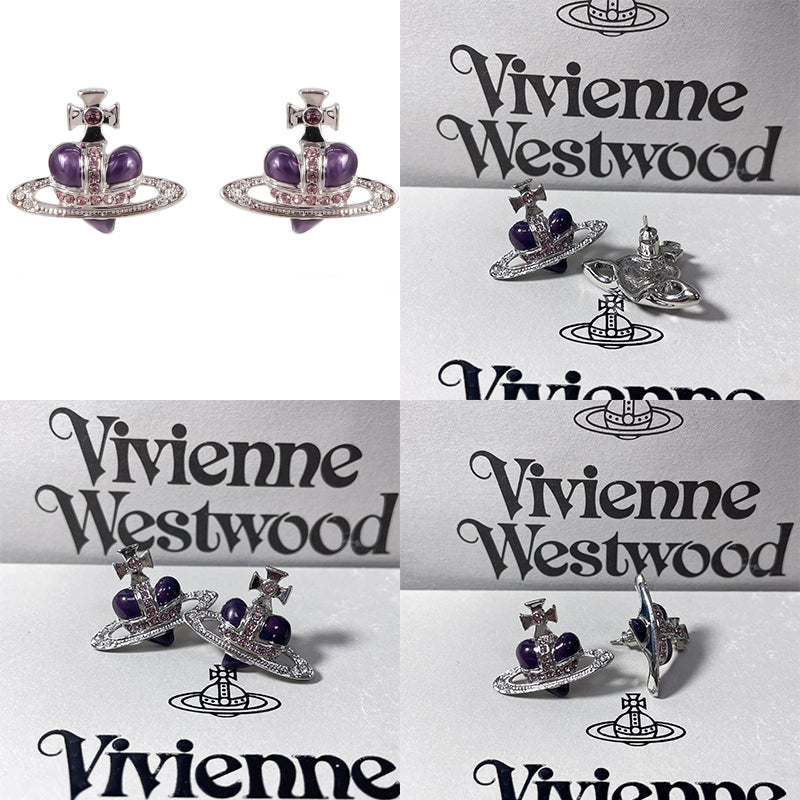 Mini Heart Orb Design Silver Earrings (5 Colors)