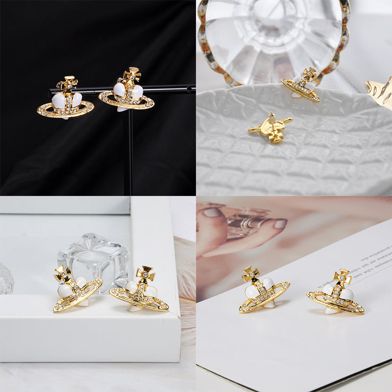 Mini Heart Orb Design Gold Earrings (7 Colors)