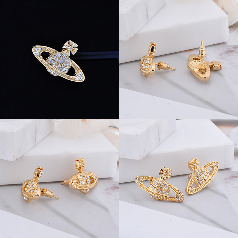 Mini Gem Studded Orb Pendant Earrings (7 Colors)