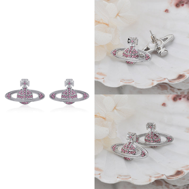 Mini Gem Studded Orb Pendant Earrings (7 Colors)