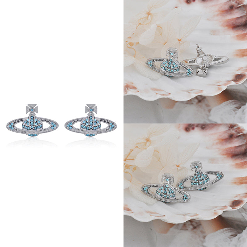 Mini Gem Studded Orb Pendant Earrings (7 Colors)