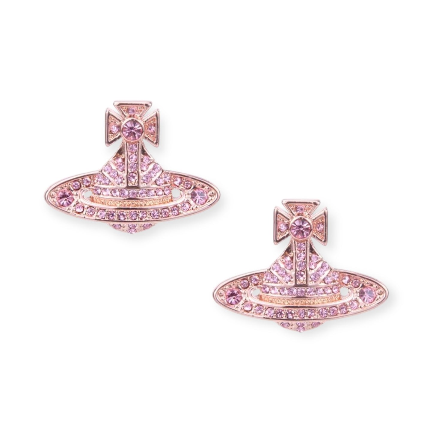 Gem Studded Union Jack Orb Pendant Earrings (6 Colors)