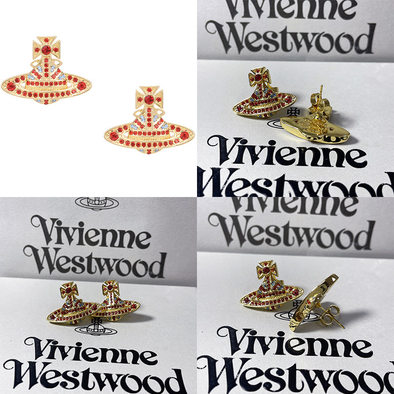 Gem Studded Union Jack Orb Pendant Earrings (6 Colors)