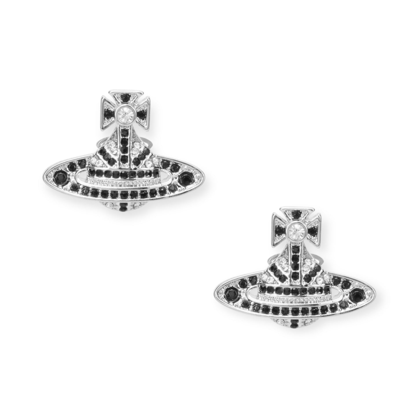 Gem Studded Union Jack Orb Pendant Earrings (6 Colors)