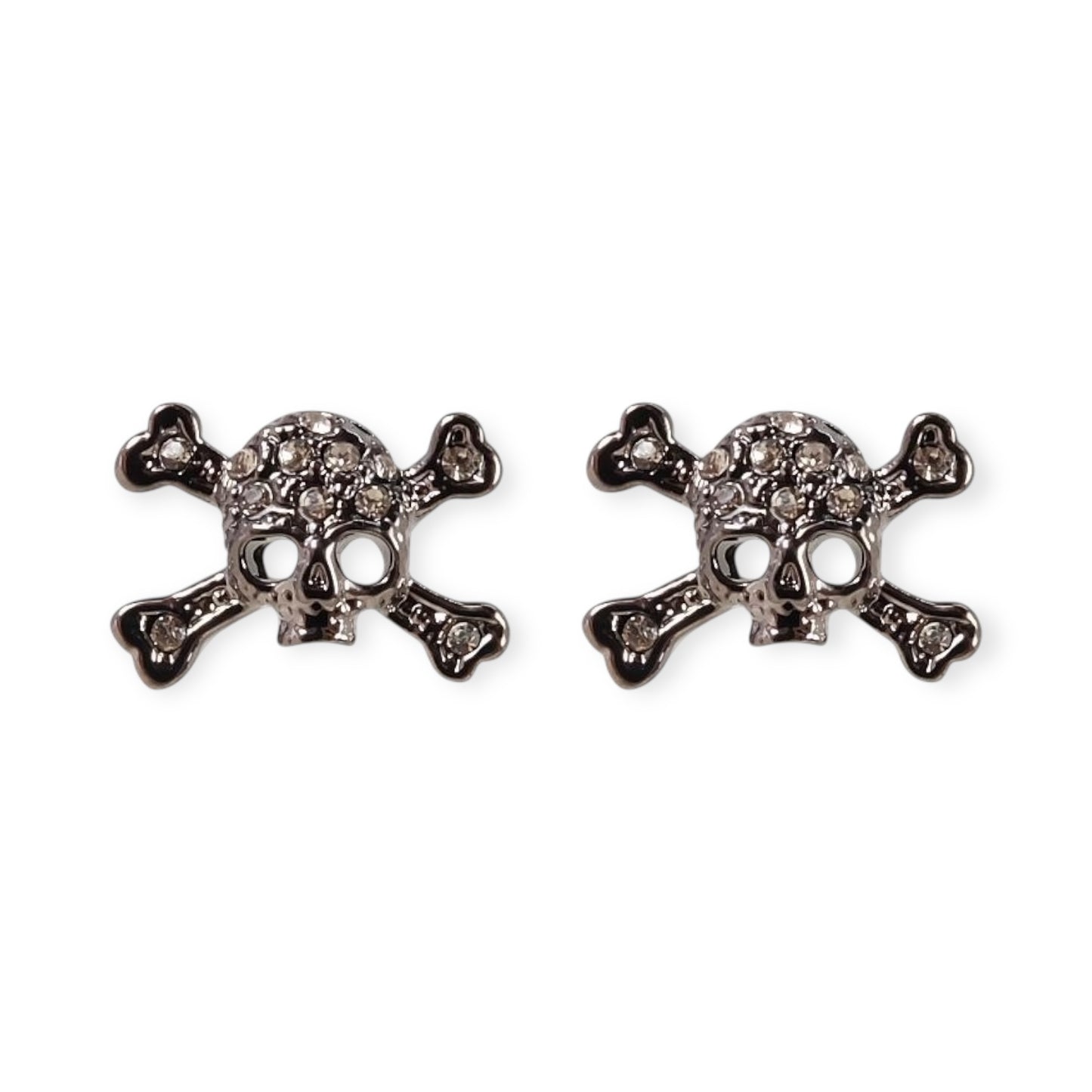 Skull Cross Gem Studded Orb Pendant Earrings (3 Colors)